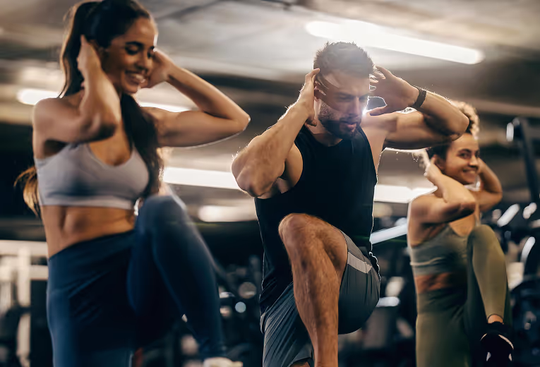 People training in a gym
